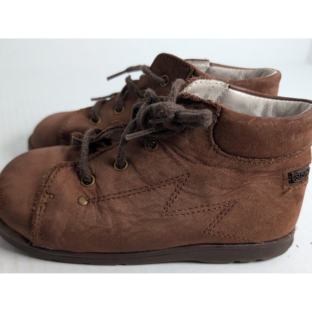 Boompa Toddler Brown Suede Lace Up Shoes Boots Made In Spain Size 7.5